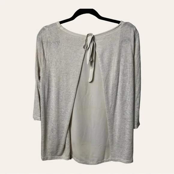 0570. Lauren CONRAD 3/4 SLEEVE BLOUSE SIZE SMALL CREAM IN‎ COLOR BOW IN BACK - Picture 7 of 9